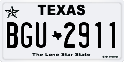 TX license plate BGU2911