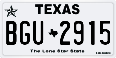 TX license plate BGU2915
