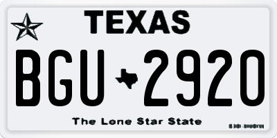 TX license plate BGU2920