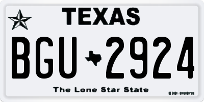 TX license plate BGU2924
