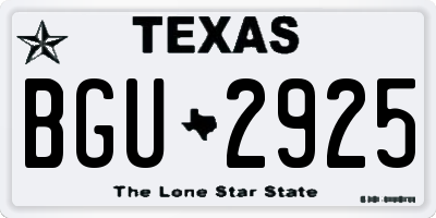 TX license plate BGU2925