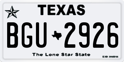 TX license plate BGU2926
