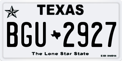 TX license plate BGU2927