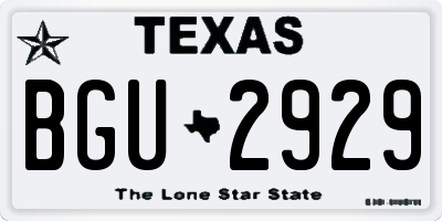 TX license plate BGU2929