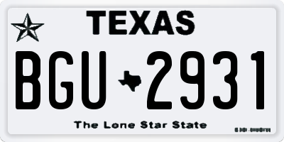 TX license plate BGU2931