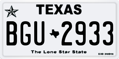 TX license plate BGU2933
