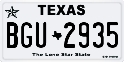 TX license plate BGU2935