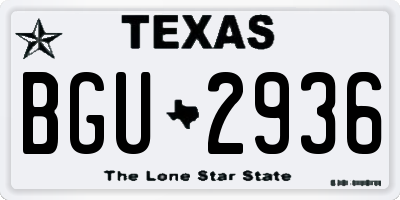 TX license plate BGU2936