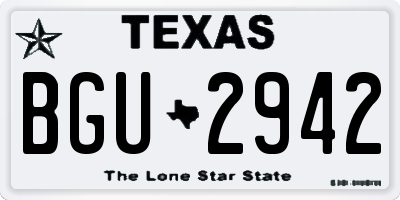 TX license plate BGU2942