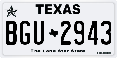TX license plate BGU2943