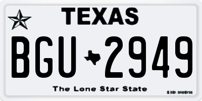TX license plate BGU2949