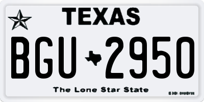 TX license plate BGU2950