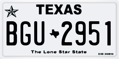 TX license plate BGU2951