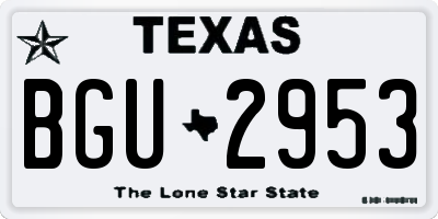 TX license plate BGU2953