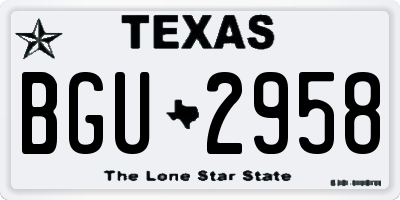 TX license plate BGU2958