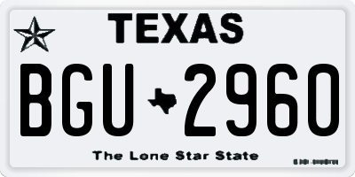 TX license plate BGU2960