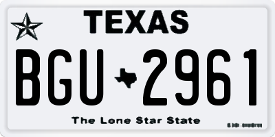 TX license plate BGU2961