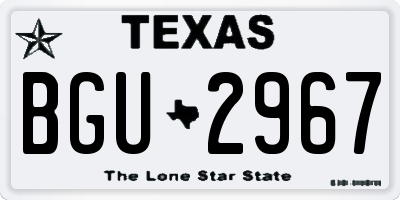 TX license plate BGU2967