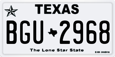 TX license plate BGU2968