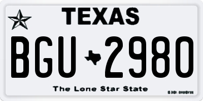 TX license plate BGU2980