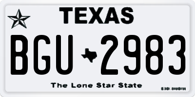 TX license plate BGU2983