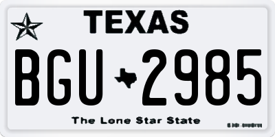 TX license plate BGU2985