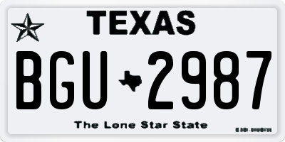 TX license plate BGU2987