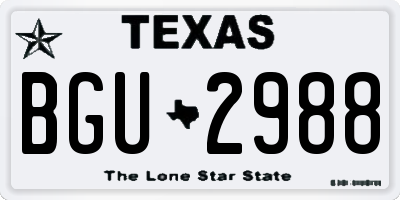 TX license plate BGU2988