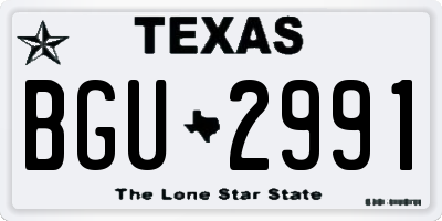 TX license plate BGU2991