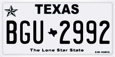 TX license plate BGU2992