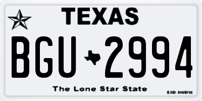 TX license plate BGU2994