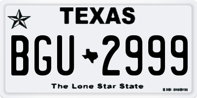 TX license plate BGU2999