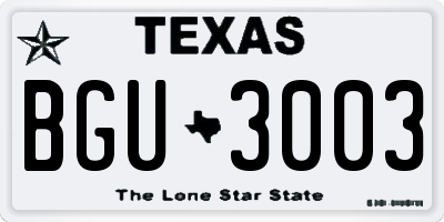 TX license plate BGU3003