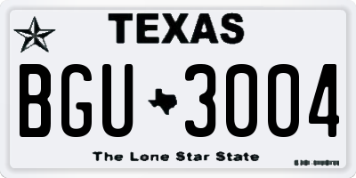 TX license plate BGU3004