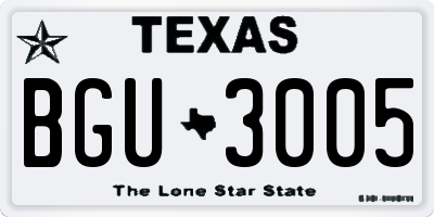 TX license plate BGU3005
