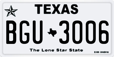 TX license plate BGU3006