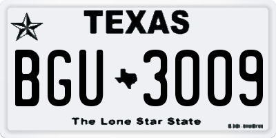 TX license plate BGU3009