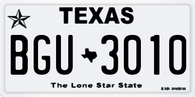 TX license plate BGU3010