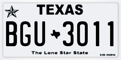 TX license plate BGU3011