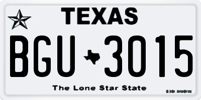 TX license plate BGU3015