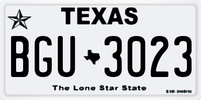 TX license plate BGU3023