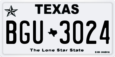 TX license plate BGU3024