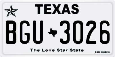 TX license plate BGU3026