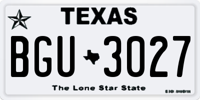 TX license plate BGU3027