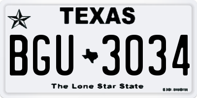 TX license plate BGU3034