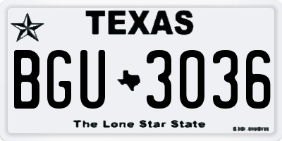 TX license plate BGU3036