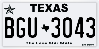 TX license plate BGU3043