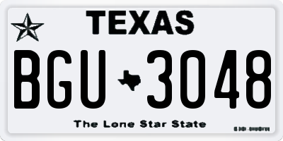 TX license plate BGU3048