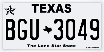 TX license plate BGU3049