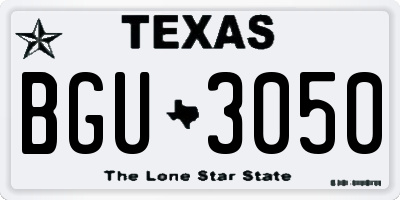 TX license plate BGU3050